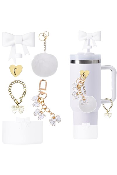 Store Quencher Pipetli Termos için Aksesuar Seti 6 Parça Set Kurdele Charm Tü...