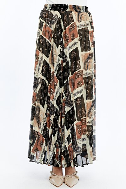 sehatex Lined Pleated Chiffon Waisted Elastic Skirt