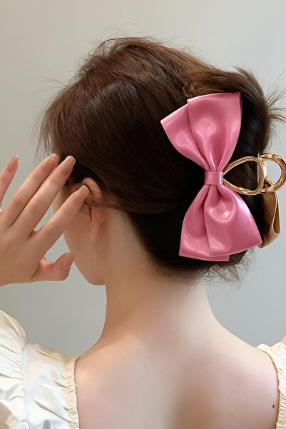 Marchen Collection Kadın Pembe Ekose Fiyonk Gold Mandal Toka