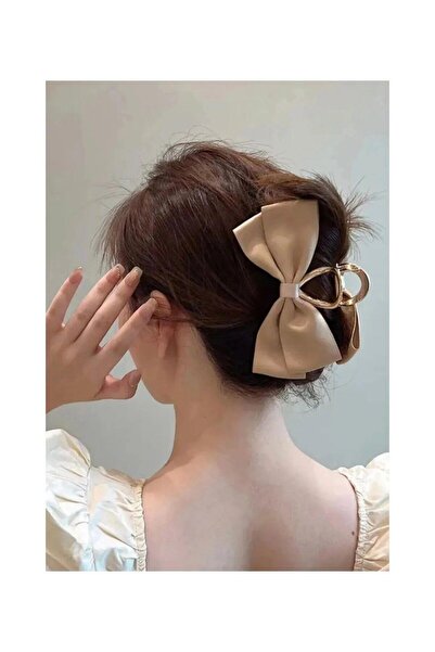 Marchen Collection Kadın Krem Ekose Fiyonk Gold Mandal Toka