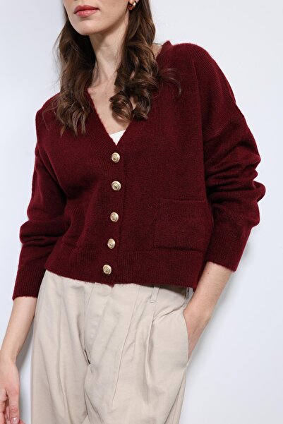Antioch Burgundy Wool Blend Cardigan