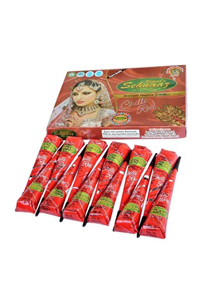 Sehnaaz Vimal's 12 قطعة من الفلفل الأحمر الفوري غوليشا الحناء مهاندي مخروط أحمر