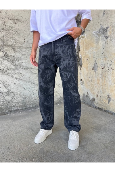 DIFRANSEL JEANS Erkek Rahat Kalıp Baggy Baskı Detaylı Baggy Loosefit