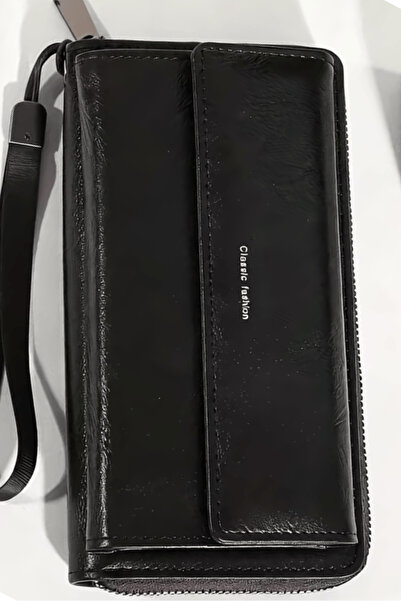 T SteepRockt Wallet Handbag Black with Phone Compartment, Multiple Pockets, Zippered, Casual Men's Women's Unisex with Shoulder Strap