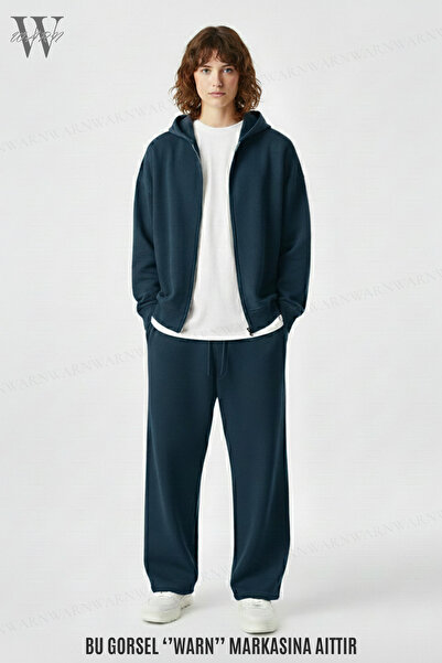 warn Petrol Blue Baggy Tracksuit Set Hooded Cardigan Unisex Winter 3 Thread 1...