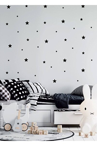 Diva Home ملصق حائط لغرفة الأطفال باللون الأسود، 1 مم من اللباد، 40 نجمة، 3 أ...