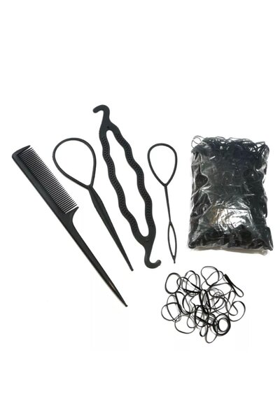 Marchen Collection Kadın Renkli 500 Adet Perma Lastik + Saç Örme Aparatı Seti