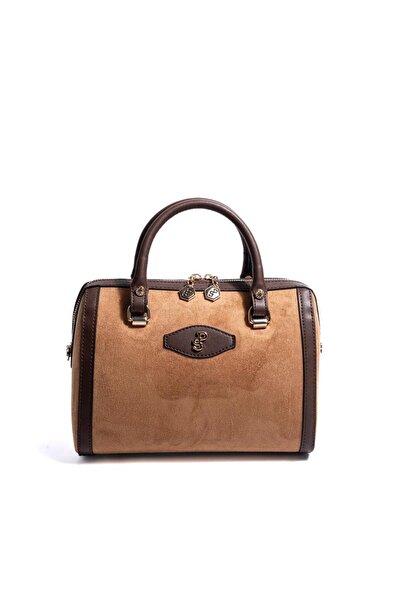 Silver Polo Silver & Polo Sp1091 Women's Handbag Suede Tan-Brown