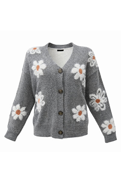 EnModaStyle Papatya Desen Women's Tricot Yumoş Cardigan