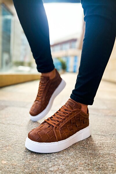 Lucy Shoes Yg209 Vimini Men's Casual Lace-Up Leather Sports Sneaker Shoes Cbt - Tan