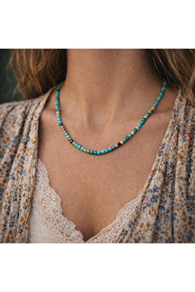 Lia Fail Küp Kesim Turkuaz Taşı Doğal Taş Kolye