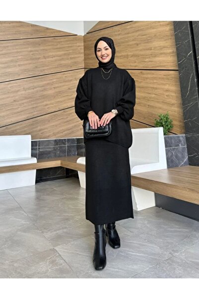 REDMİNA fashion Oversized Cut Knitwear Skirt Suit