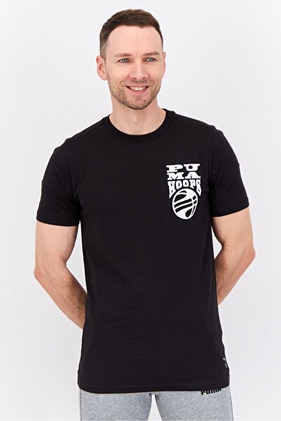 Puma Men Sportswear Fit Short Sleeve Outdoor Hooper T-Shirt, Black/White