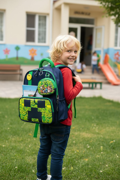 JOJO KIDS Boy's Waterproof Backpack with Back Support for Nursery, Kindergarten Backpack with Wallet Accessories