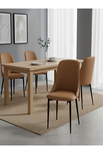 BEC13 Modern dining chair with luxurious leather and black legs