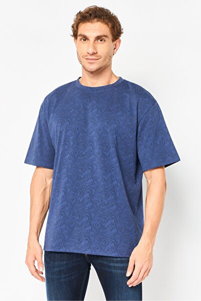 Core Elements Men Crew Neck Short Sleeve Graphic Print T-Shirt, Blue