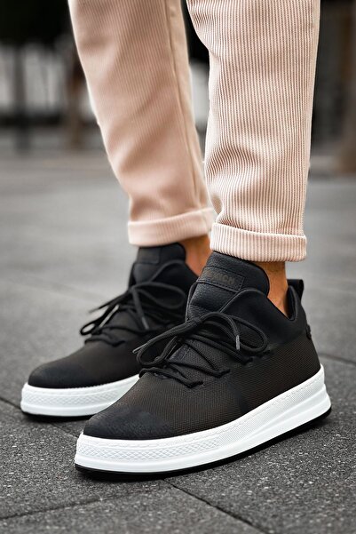 Lucy Shoes Yg219 Laser Men's Casual Lace-Up Leather Sports Sneaker Shoes Cbt - Black