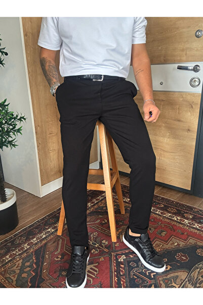 blucombin Men's Fabric Trousers Regular Fit Pipe Leg