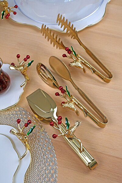 Glore P05-012-Japanese Rose and Bird Gold 3-Piece Tongs Set