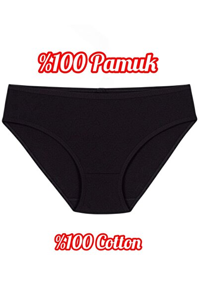 Özten İç Giyim 100% Cotton Breathable Fabric Heart Women's Bikini Panties Bla...