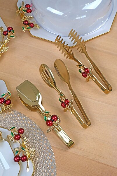 Glore P05-012-Kiraz Gold 3-Piece Tongs Set