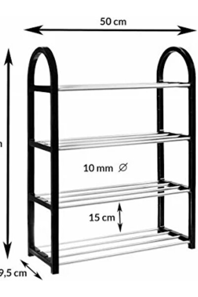 metalocasnice Pantofar PVC si metal, 4 rafturi, 64x50x19.5 cm, negru
