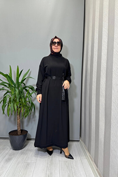 MissWhence فستان محبوك بتفاصيل ياقة وسحاب على الجيب باللون الأسود 38822