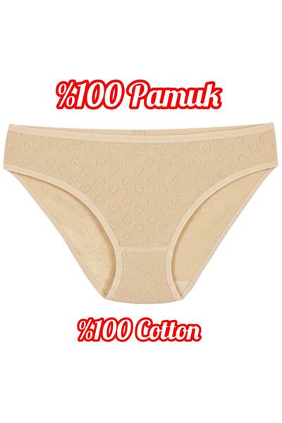 Özten İç Giyim 100% Cotton Breathable Fabric Heart Women's Bikini Panties Ozt200