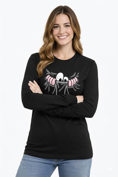 Me&On WEAR Women's Cute Eyes Printed Long Sleeve T-Shirt
