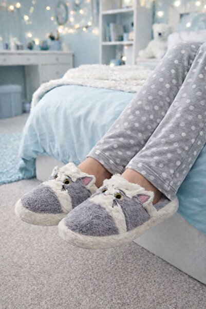 Platana شباشب منزلية نسائية - شباشب شتوية بنقشة القطط