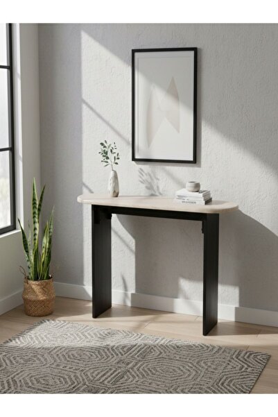 BEC13 طاولة كونسول خشبية بتصميم بيضاوي مودرن