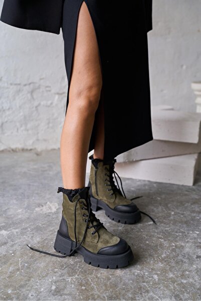 PELİN'İN AYAKKABILARI LİNEN HAKİ SÜET BOT