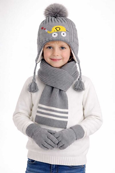 gigigiyim Elephant Car Patterned Boy's Beanie Set