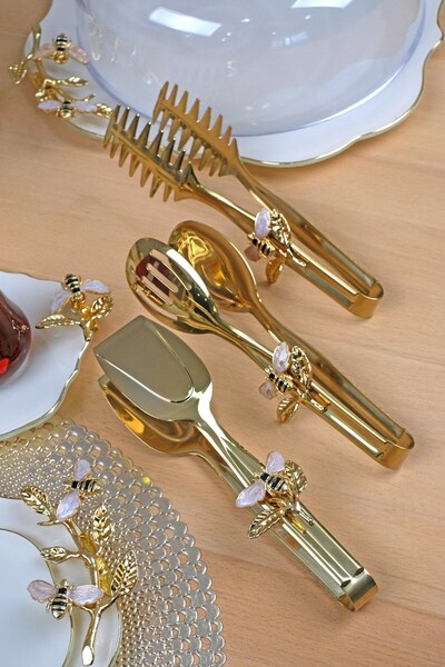 Glore P05-012-Arı Gold 3-Piece Tongs Set