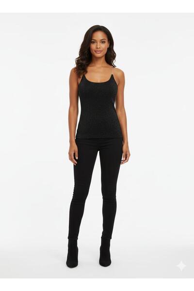 KILIÇ MODA Black Strapped T-Shirt