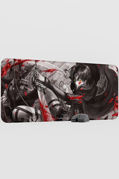 mousepad bastir Levi Ackerman Anime V3 - 90x40 XXL Gaming Kauçuk Kaymaz Taban...