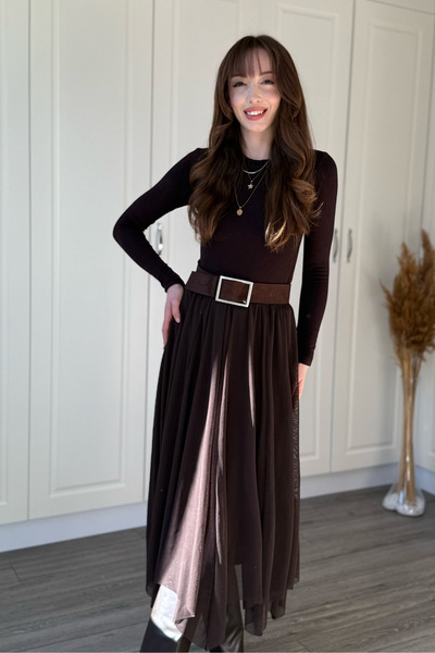 Dilay Gökoğlu Butik Asimetrik Midi Tül Etek