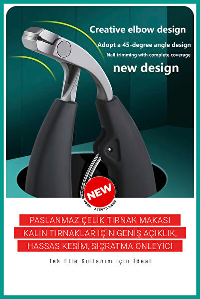 Nera Classy Paslanmaz Çelik Tırnak Makası, Kalın Tırnaklar İçin Geniş Açıklık...