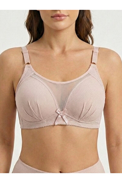 Sabase Soft Textured Underwire-Free Wire-Free Support-Free C Cup Shaping / Sculpting Bra (Powder)