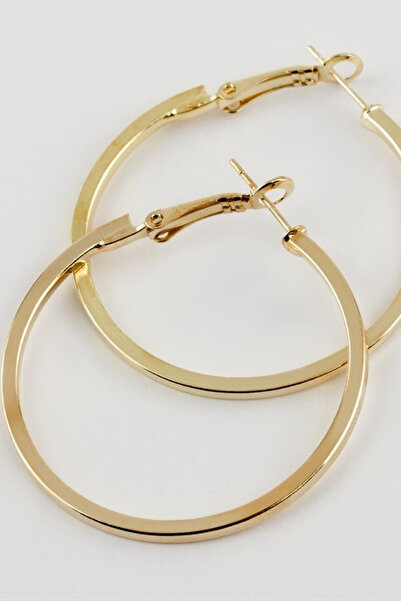 Leo'Stone Premium Series Cornered Ring Design 4 cm Women's Steel Earrings