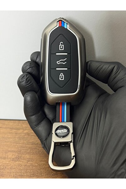 Luxe Aksesuarr Togg T10x T10F Husă metalică pentru telecomandă cu 3 butoane cu bandă colorată, cadou pentru breloc