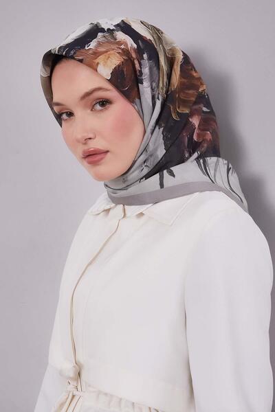 Levidor Gray Branch Flower Aura Scarf