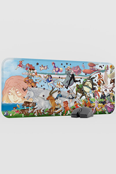 mousepad bastir Miyazaki Anime V5 - 70x30 XL لوحة ماوس مطاطية للألعاب غير قاب...