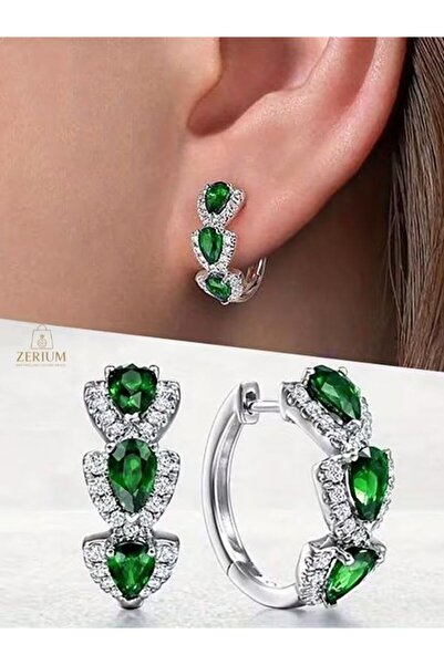 ZERİUM Luxury Glitter Cubic Zirconia Drop Earrings