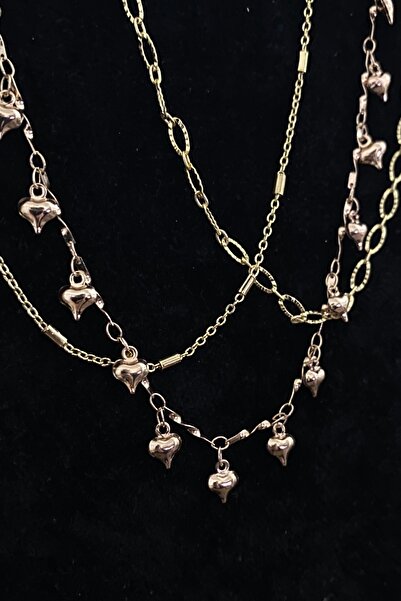 KOBA Zarif Kalp Detaylı Gold Zincir Kolye