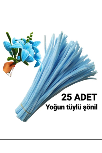 Kezban Tekstil BEBE MAVİ Şönil 1.Cİ Kalite Tüylü dekoratif Tel 30 cm-25 adet