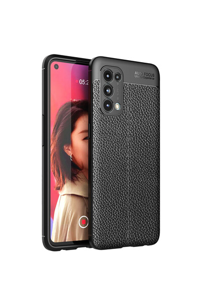 TechTrove Oppo Reno 5 İçin Uyumlu Deri Tasarımlı Elde Kaymaz Korumalı Silikon...