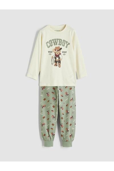 LC Waikiki Комплект пижама за момчета с принт на мече (W5)