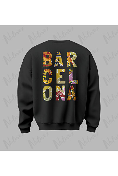 Nulivez Barca Design Back Printed High Quality Unisex Oversized O Neck Sweatshirt