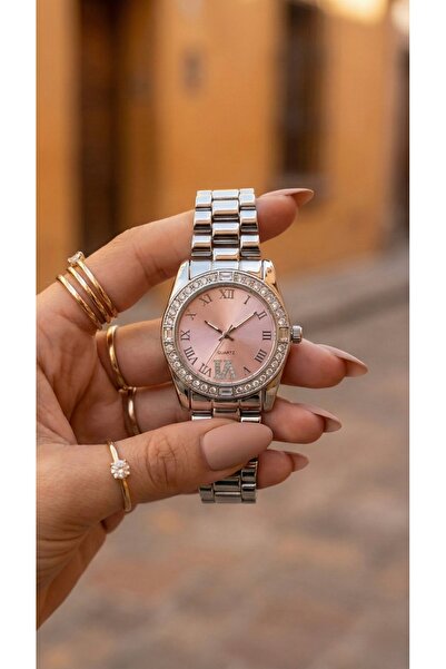 KLISHE Butik Kristal Silver & Pembe Renk Çelik Taşlı Kadın Saat, Luxury, Limited Edition 2026